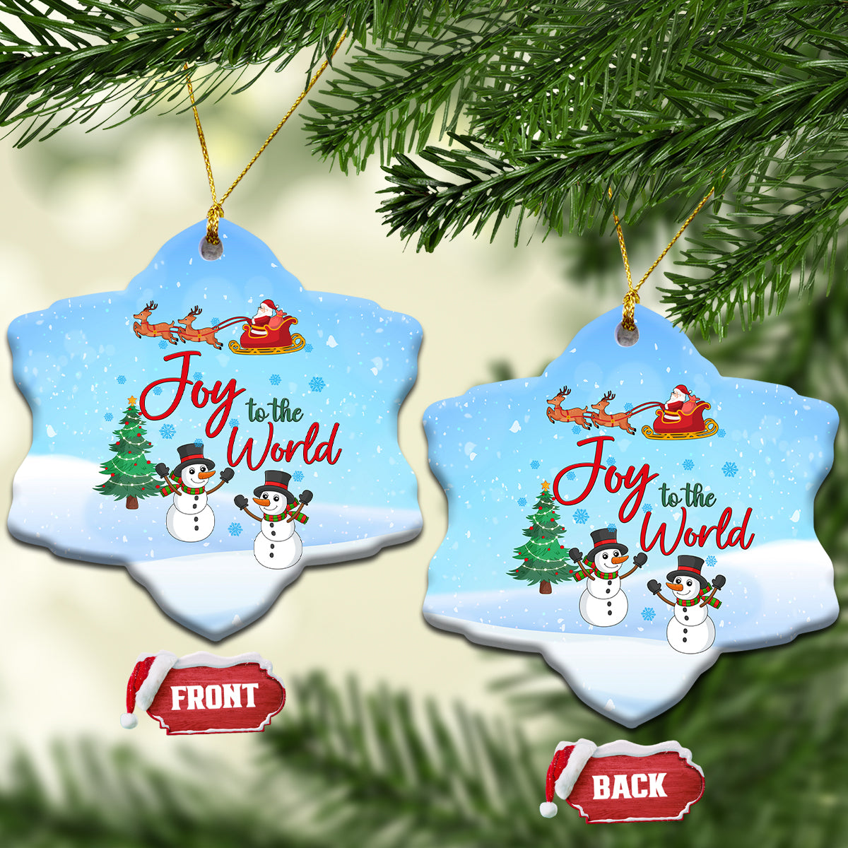 Christmas 2023 Ceramic Ornament Joy To The World - Wonder Print Shop
