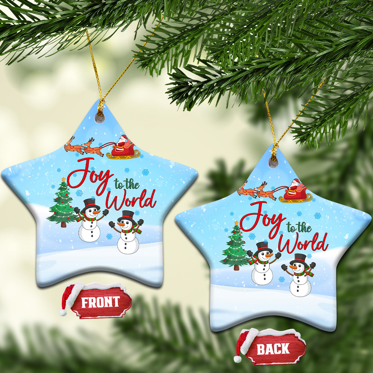 Christmas 2023 Ceramic Ornament Joy To The World - Wonder Print Shop
