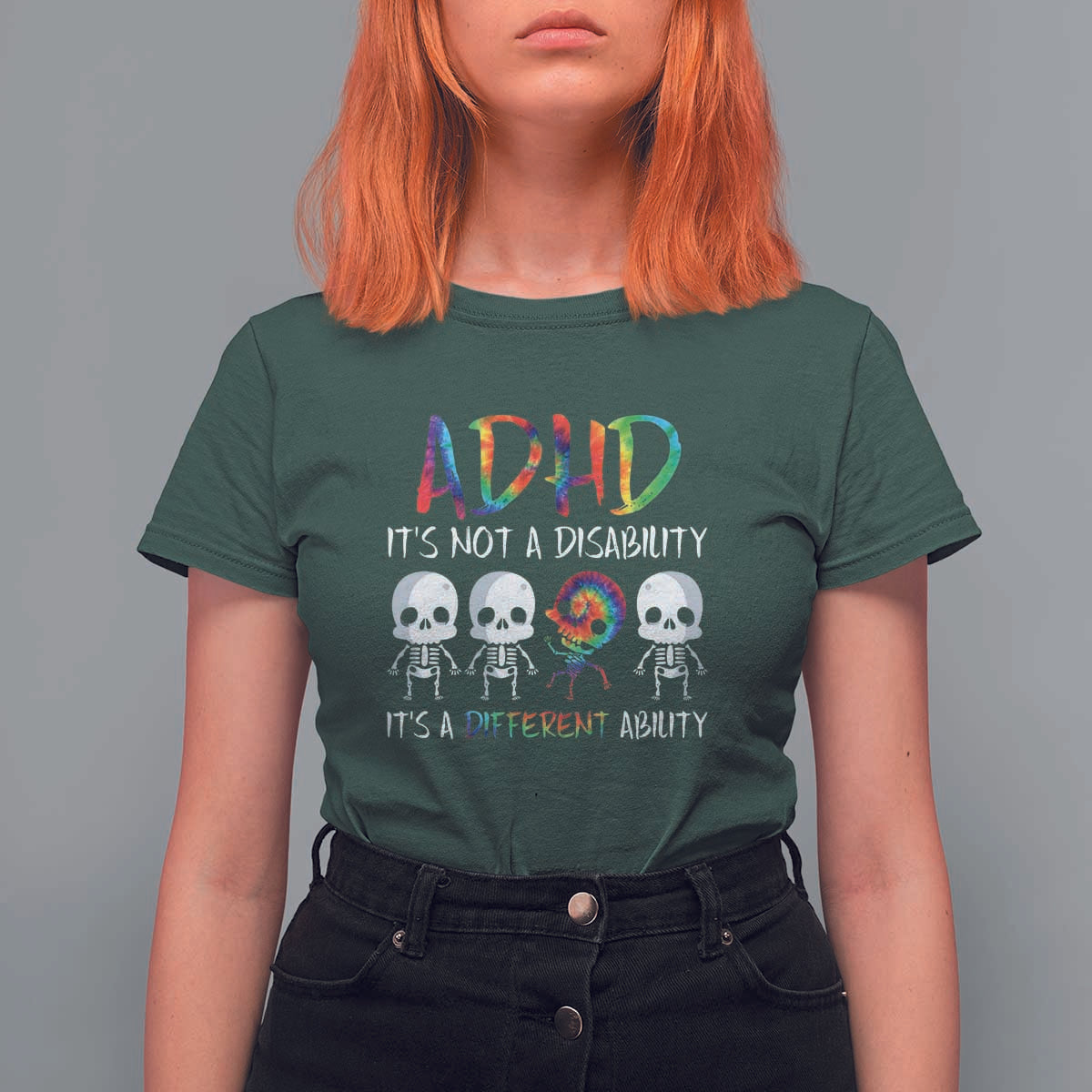 ADHD Awareness T Shirt For Women It's Not A Disability It's A Different Ability - Wonder Print Shop