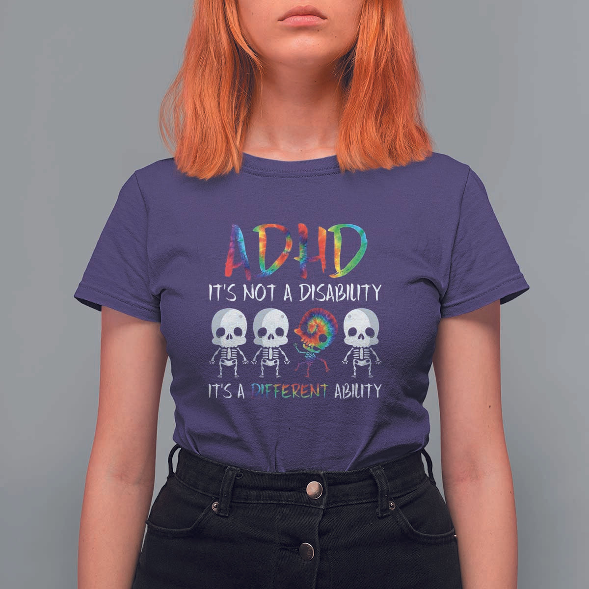 ADHD Awareness T Shirt For Women It's Not A Disability It's A Different Ability - Wonder Print Shop