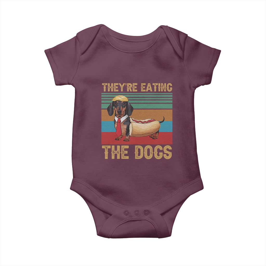 Funny Hot Dog Lover Baby Onesie They're Eating The Dogs Dachshund