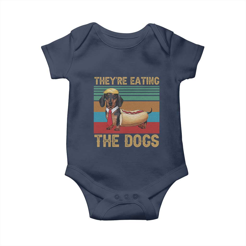 Funny Hot Dog Lover Baby Onesie They're Eating The Dogs Dachshund