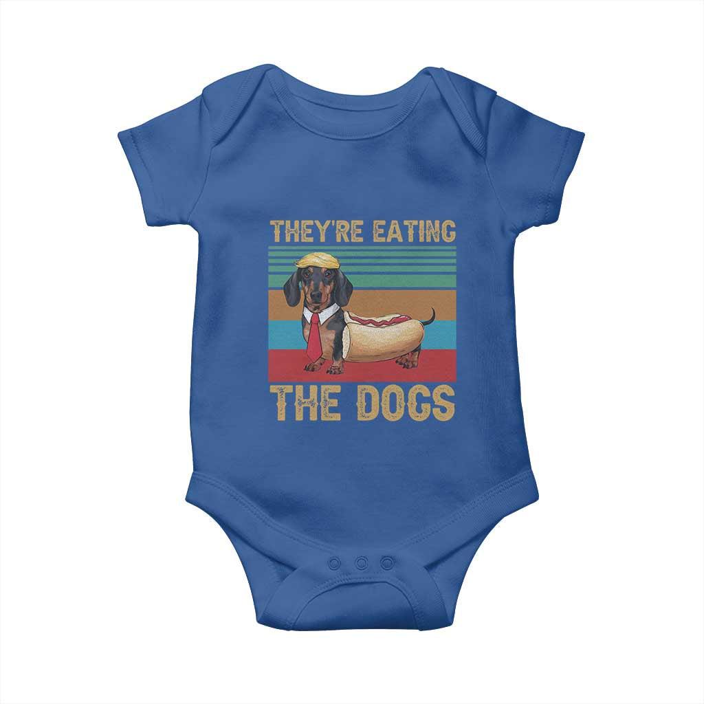 Funny Hot Dog Lover Baby Onesie They're Eating The Dogs Dachshund