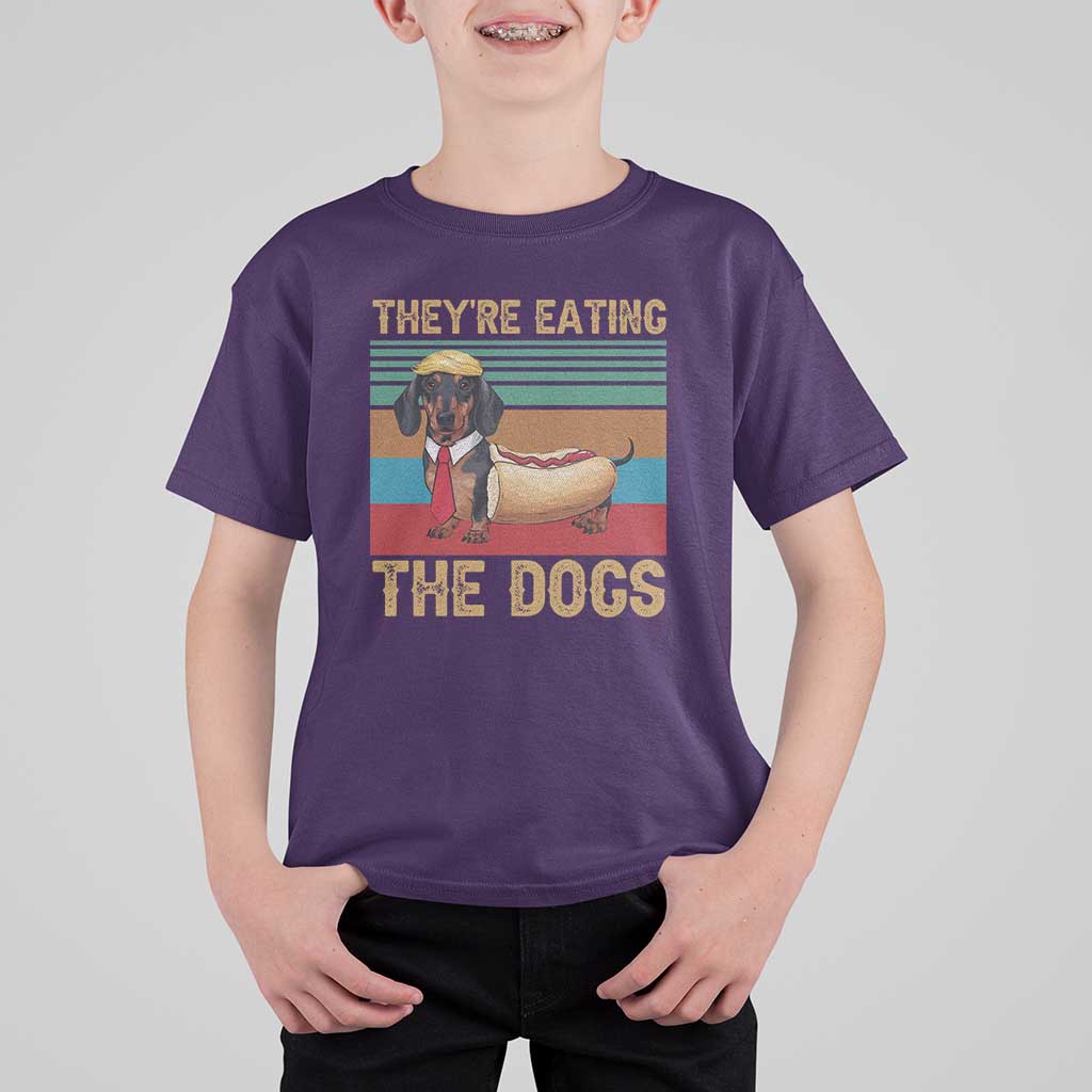 Funny Hot Dog Lover T Shirt For Kid They're Eating The Dogs Dachshund - Wonder Print Shop