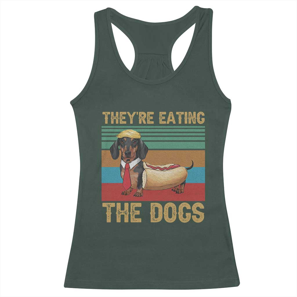 Funny Hot Dog Lover Racerback Tank Top They're Eating The Dogs Dachshund