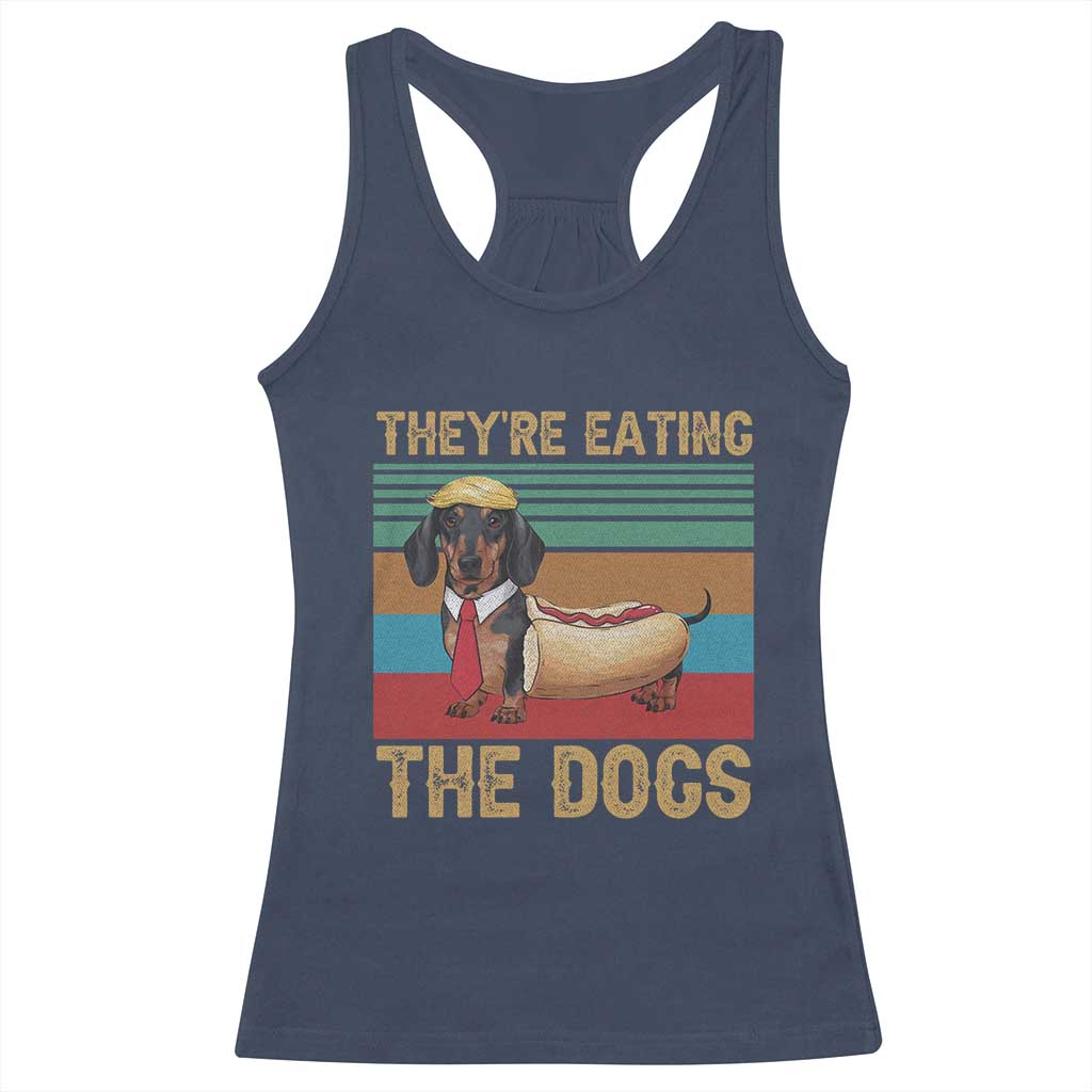 Funny Hot Dog Lover Racerback Tank Top They're Eating The Dogs Dachshund