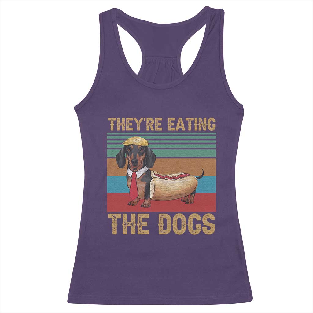 Funny Hot Dog Lover Racerback Tank Top They're Eating The Dogs Dachshund