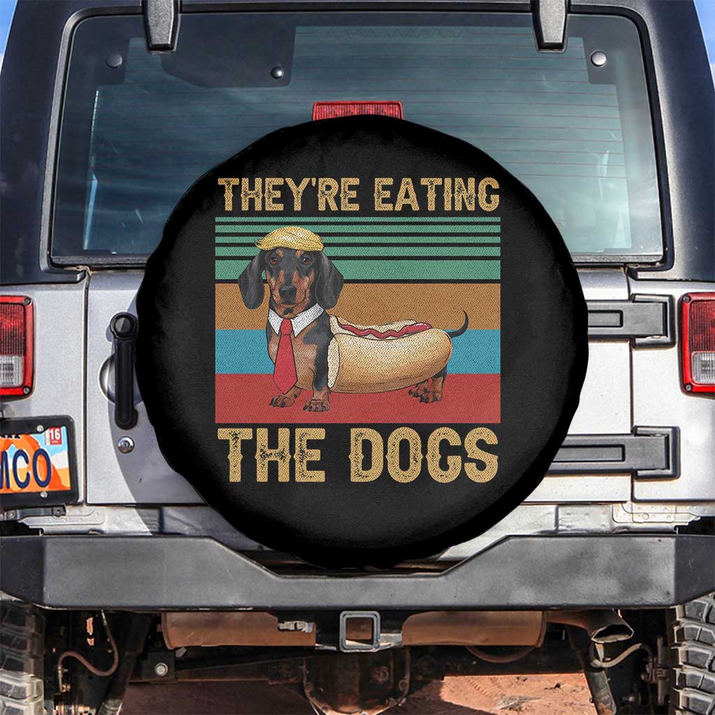 Funny Hot Dog Lover Spare Tire Cover They're Eating The Dogs Dachshund