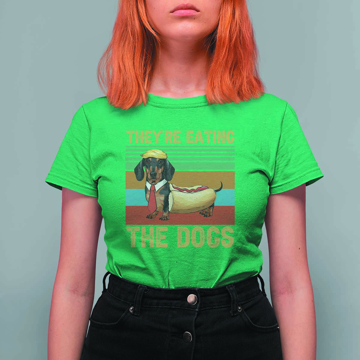 Funny Hot Dog Lover T Shirt For Women They're Eating The Dogs Dachshund - Wonder Print Shop