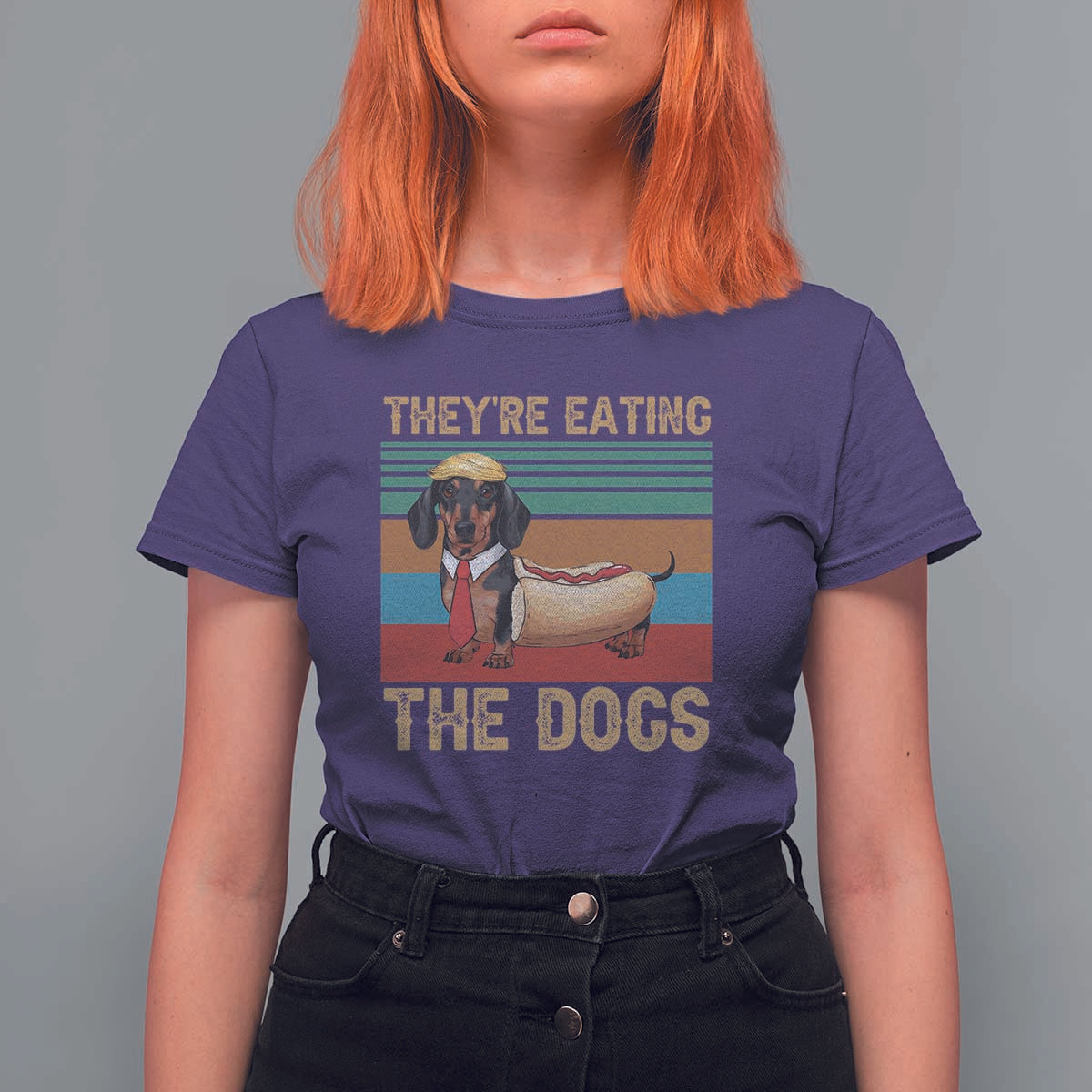 Funny Hot Dog Lover T Shirt For Women They're Eating The Dogs Dachshund - Wonder Print Shop