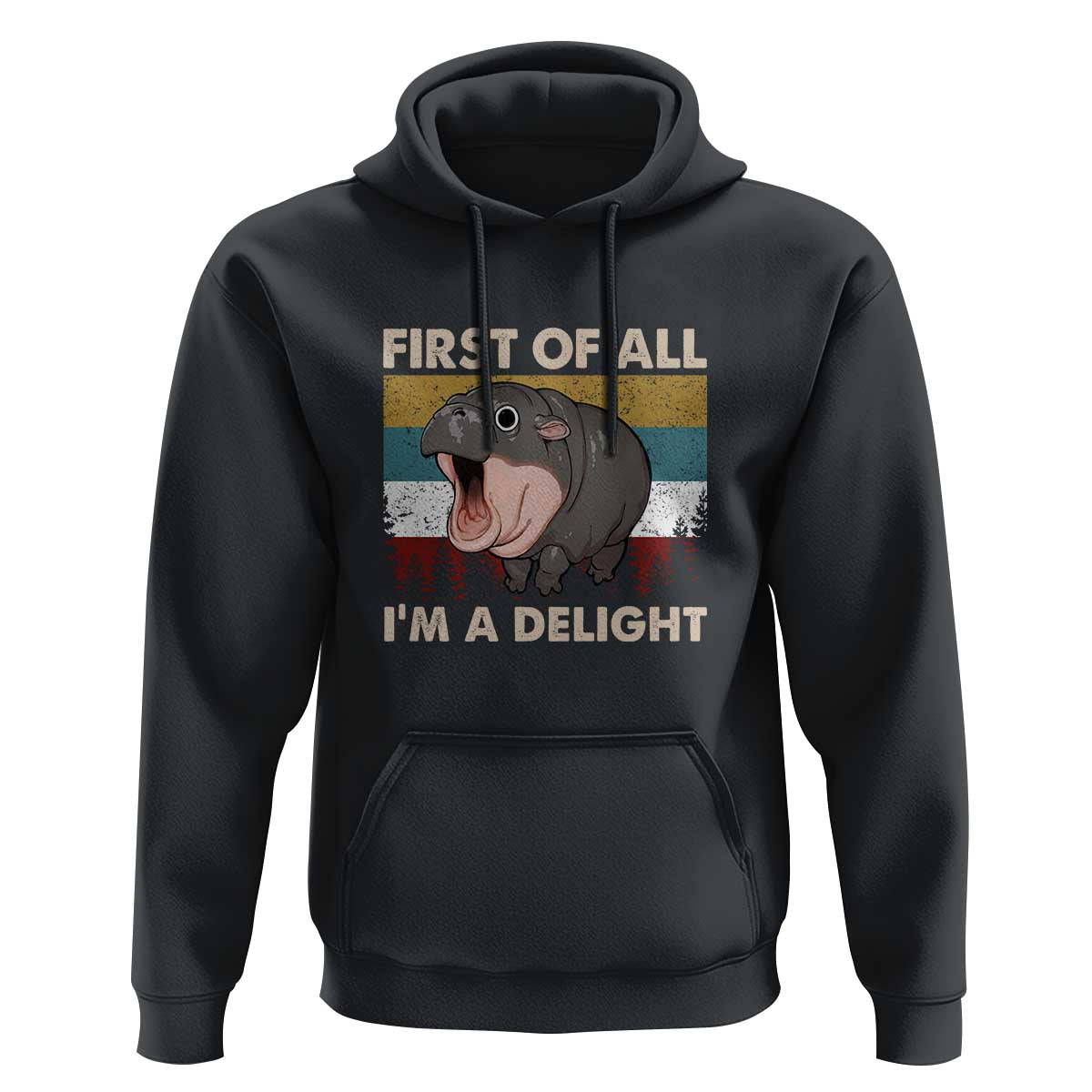 Funny Screaming Moo Deng Hoodie First Of All I'm A Delight Retro Vintage