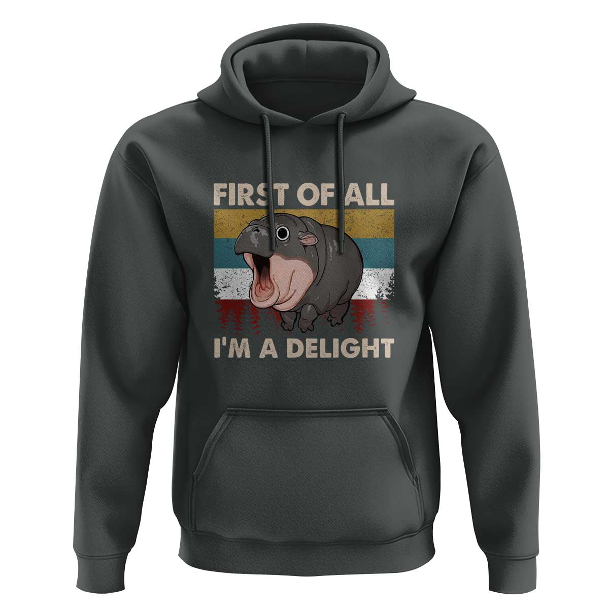 Funny Screaming Moo Deng Hoodie First Of All I'm A Delight Retro Vintage