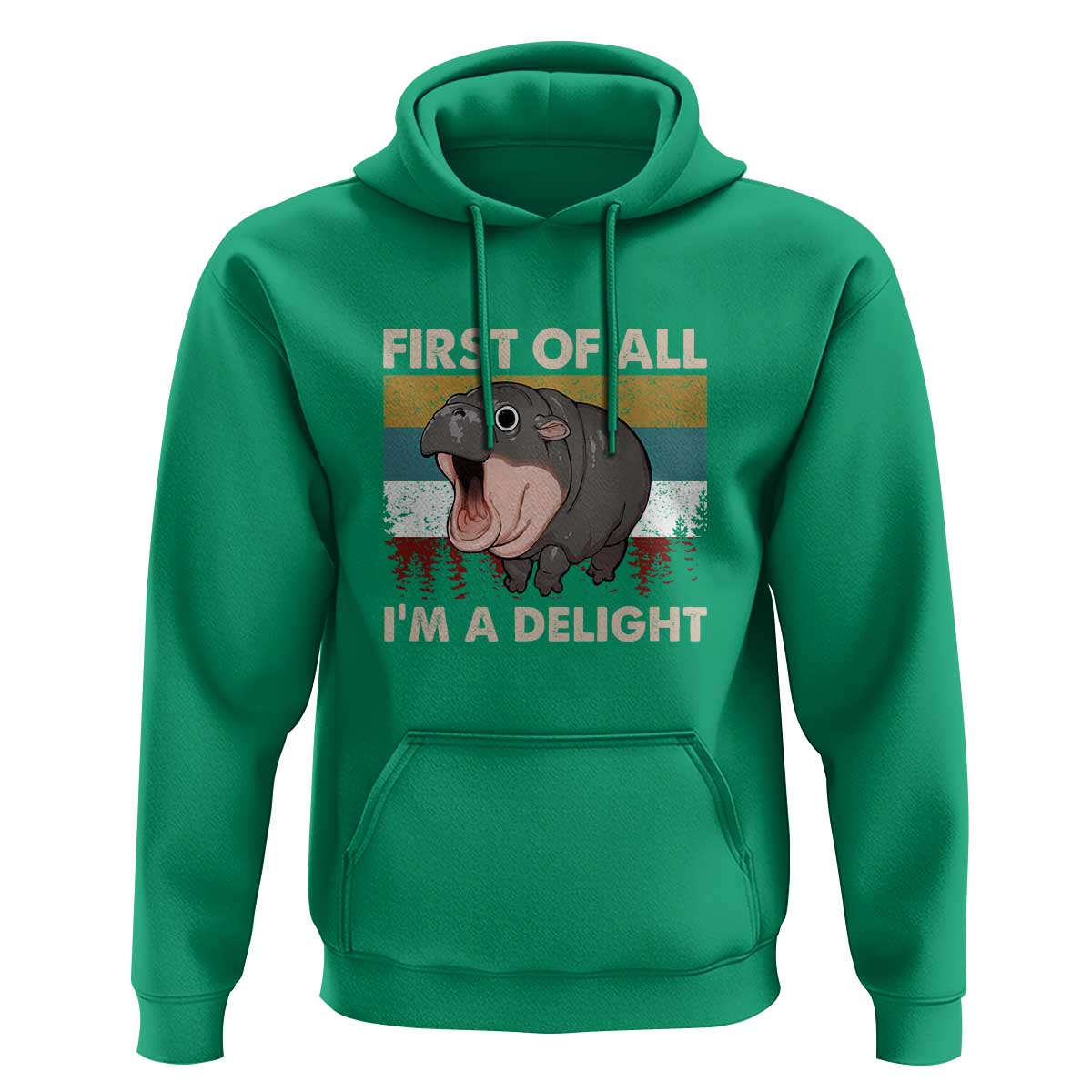 Funny Screaming Moo Deng Hoodie First Of All I'm A Delight Retro Vintage
