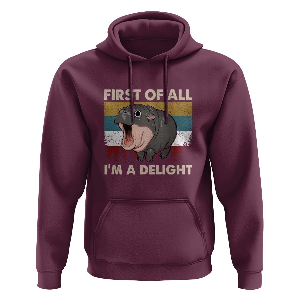 Funny Screaming Moo Deng Hoodie First Of All I'm A Delight Retro Vintage