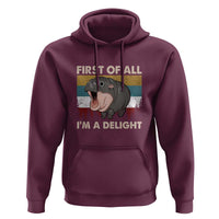 Funny Screaming Moo Deng Hoodie First Of All I'm A Delight Retro Vintage