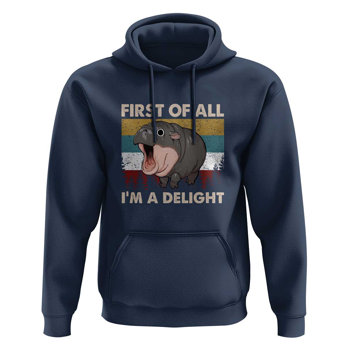 Funny Screaming Moo Deng Hoodie First Of All I'm A Delight Retro Vintage