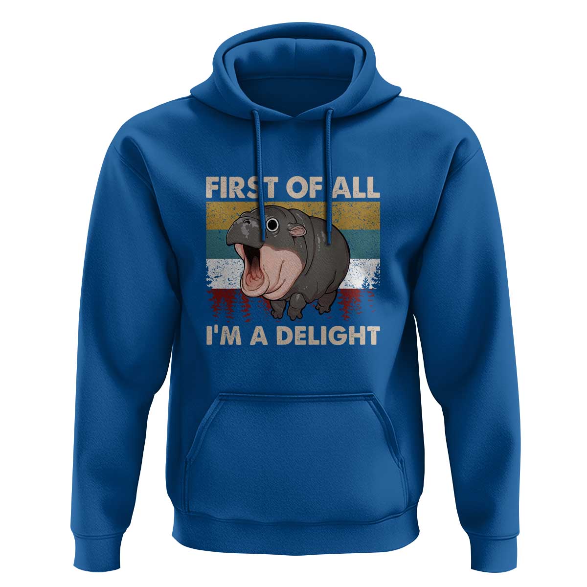 Funny Screaming Moo Deng Hoodie First Of All I'm A Delight Retro Vintage