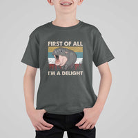 Funny Screaming Moo Deng T Shirt For Kid First Of All I'm A Delight Retro Vintage - Wonder Print Shop