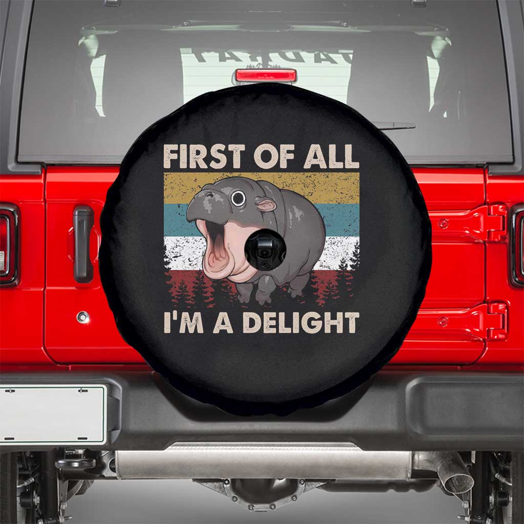 Funny Screaming Moo Deng Spare Tire Cover First Of All I'm A Delight Retro Vintage