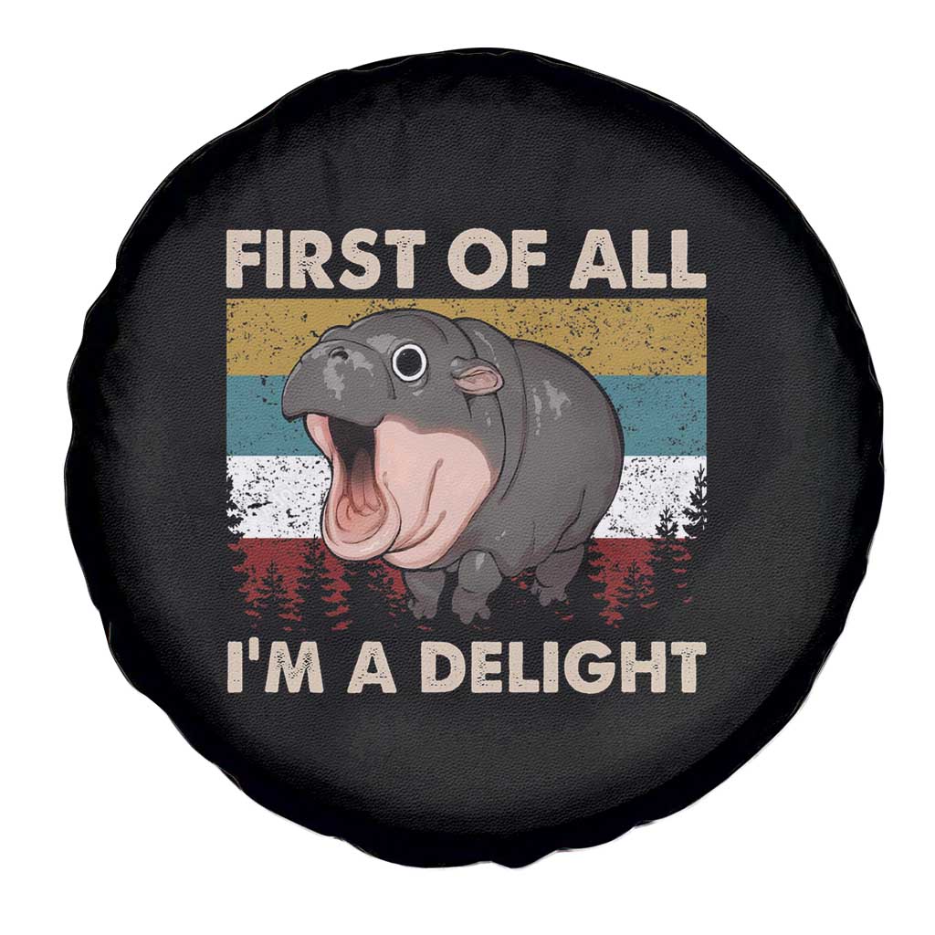 Funny Screaming Moo Deng Spare Tire Cover First Of All I'm A Delight Retro Vintage