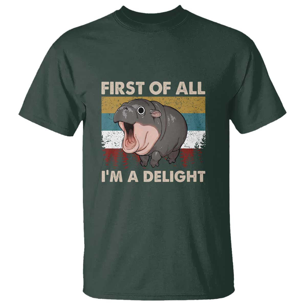 Funny Screaming Moo Deng T Shirt First Of All I'm A Delight Retro Vintage - Wonder Print Shop