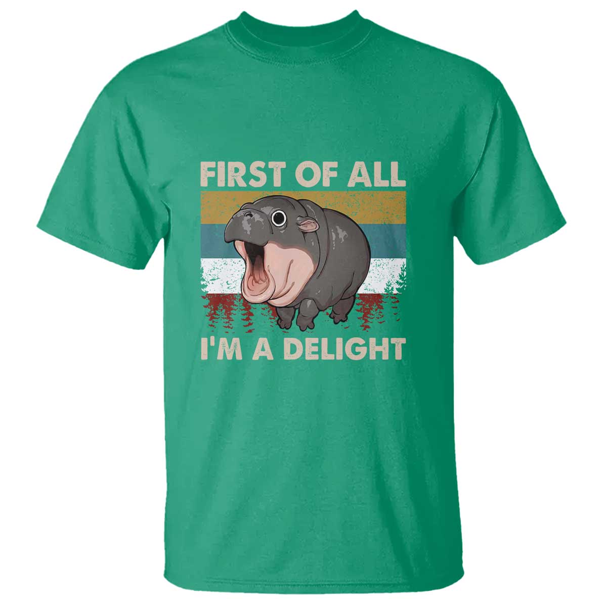 Funny Screaming Moo Deng T Shirt First Of All I'm A Delight Retro Vintage - Wonder Print Shop