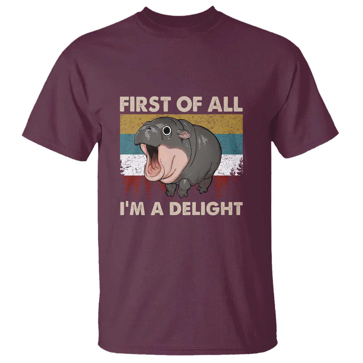 Funny Screaming Moo Deng T Shirt First Of All I'm A Delight Retro Vintage - Wonder Print Shop