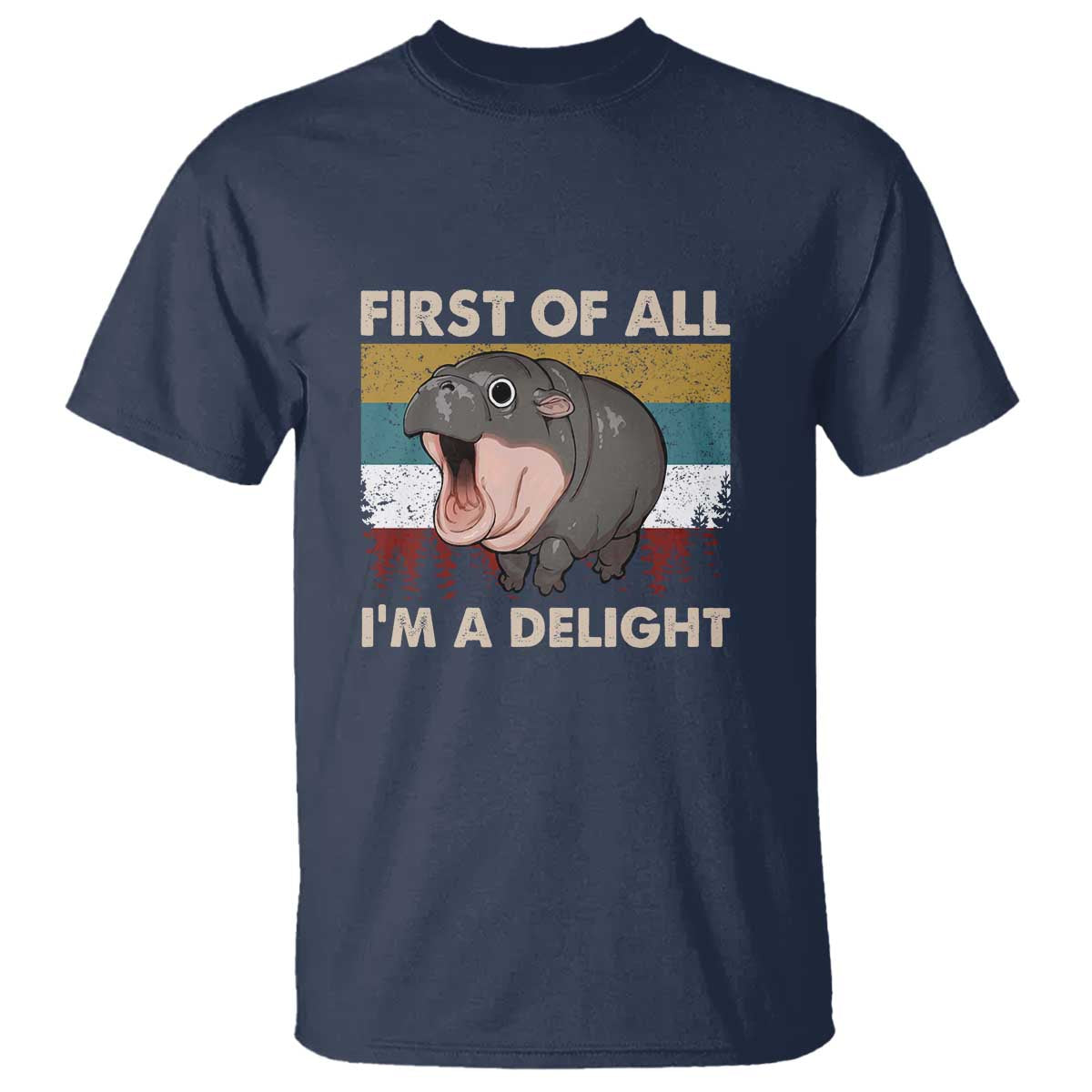Funny Screaming Moo Deng T Shirt First Of All I'm A Delight Retro Vintage - Wonder Print Shop