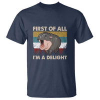 Funny Screaming Moo Deng T Shirt First Of All I'm A Delight Retro Vintage - Wonder Print Shop