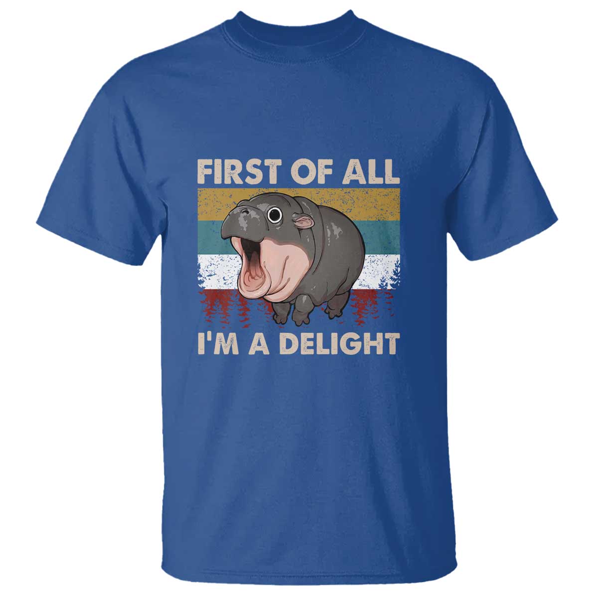 Funny Screaming Moo Deng T Shirt First Of All I'm A Delight Retro Vintage - Wonder Print Shop