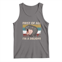 Funny Screaming Moo Deng Tank Top First Of All I'm A Delight Retro Vintage