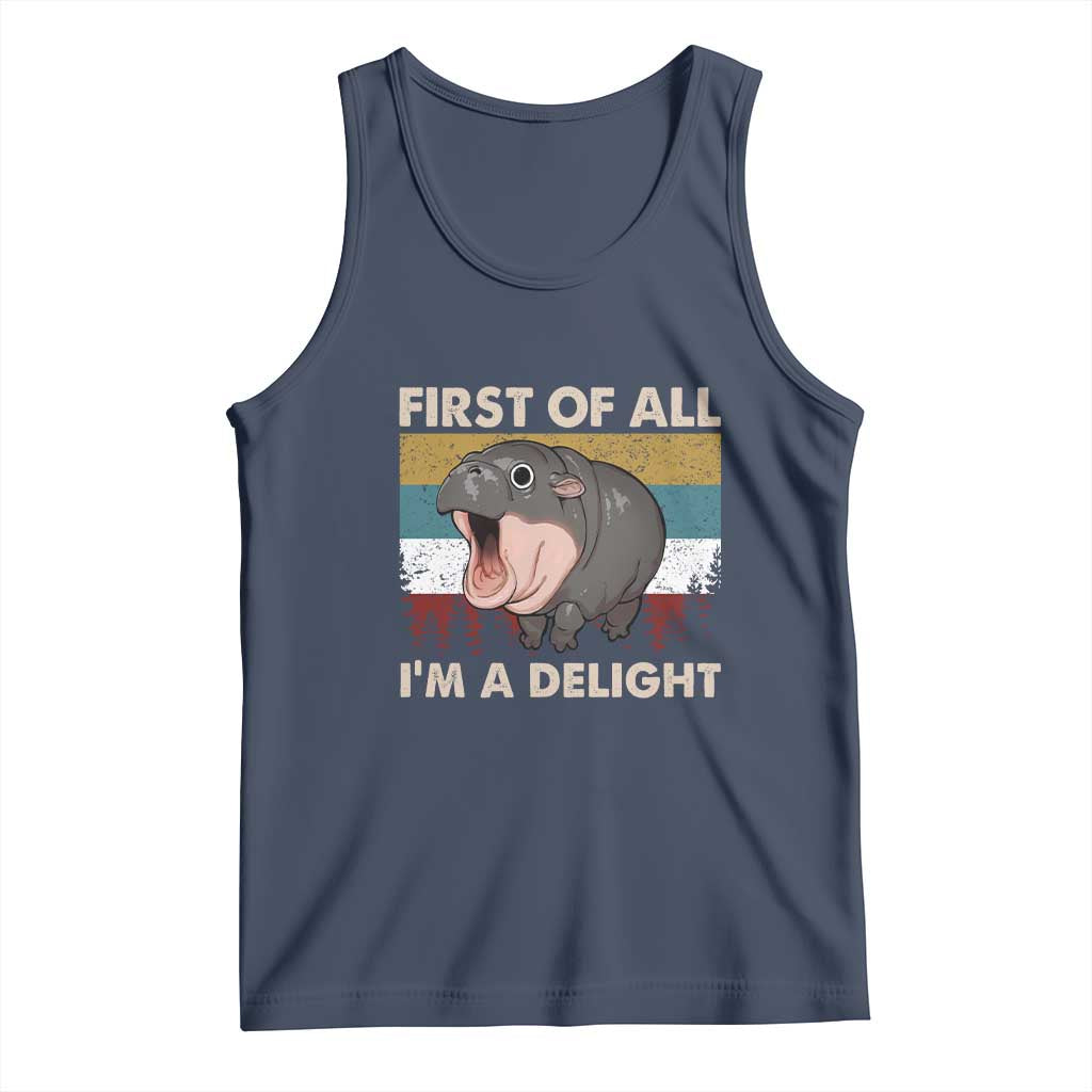 Funny Screaming Moo Deng Tank Top First Of All I'm A Delight Retro Vintage