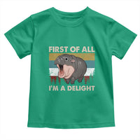 Funny Screaming Moo Deng Toddler T Shirt First Of All I'm A Delight Retro Vintage