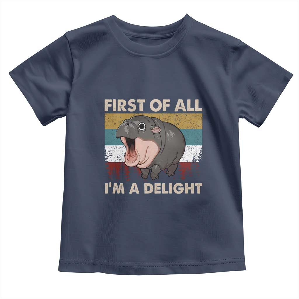 Funny Screaming Moo Deng Toddler T Shirt First Of All I'm A Delight Retro Vintage