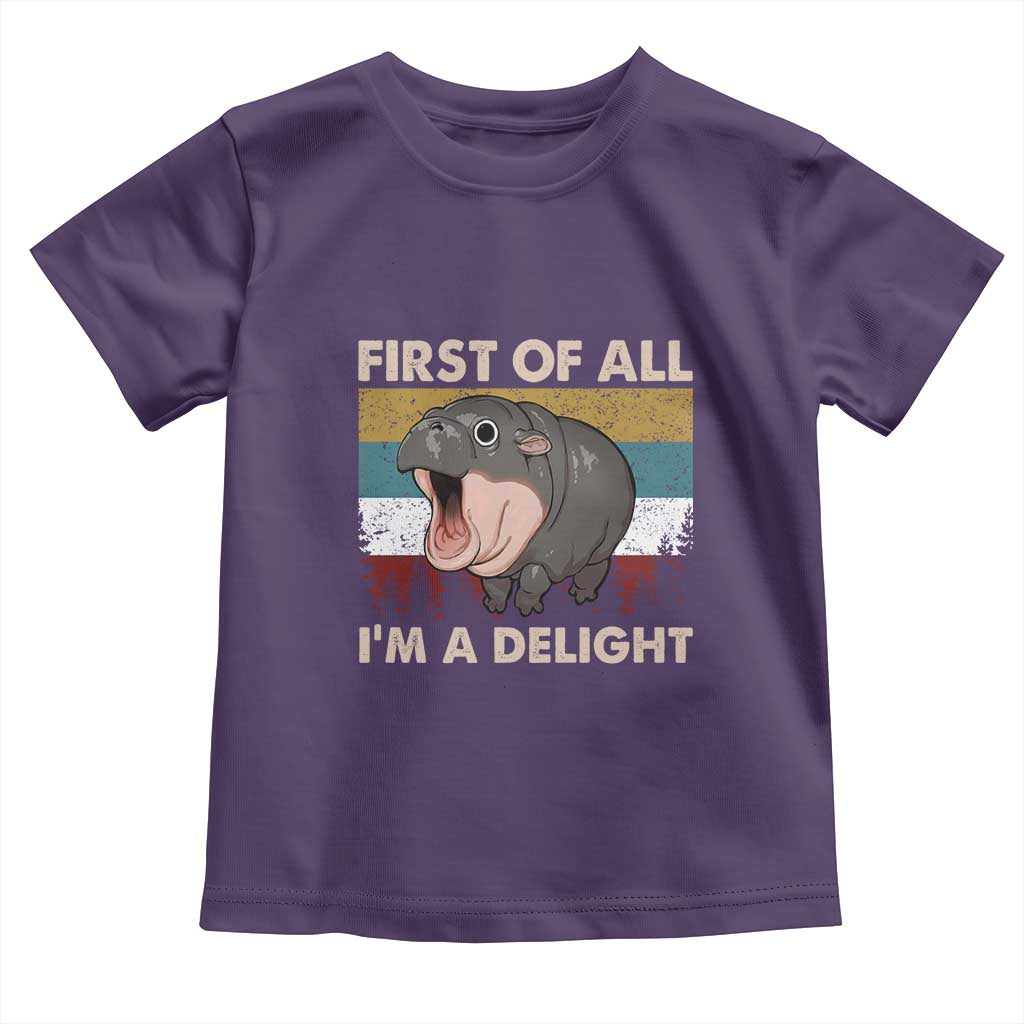 Funny Screaming Moo Deng Toddler T Shirt First Of All I'm A Delight Retro Vintage