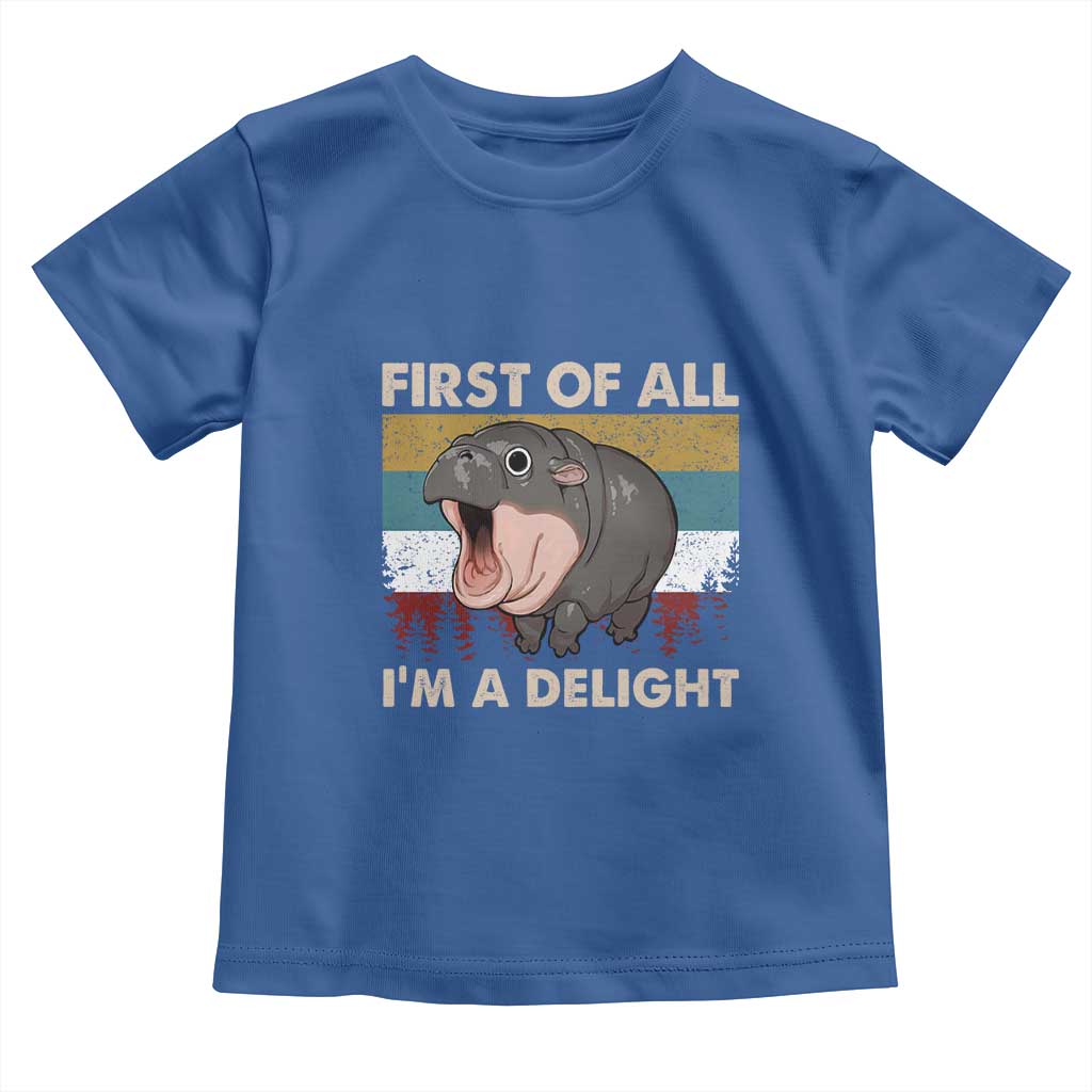Funny Screaming Moo Deng Toddler T Shirt First Of All I'm A Delight Retro Vintage
