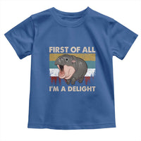 Funny Screaming Moo Deng Toddler T Shirt First Of All I'm A Delight Retro Vintage