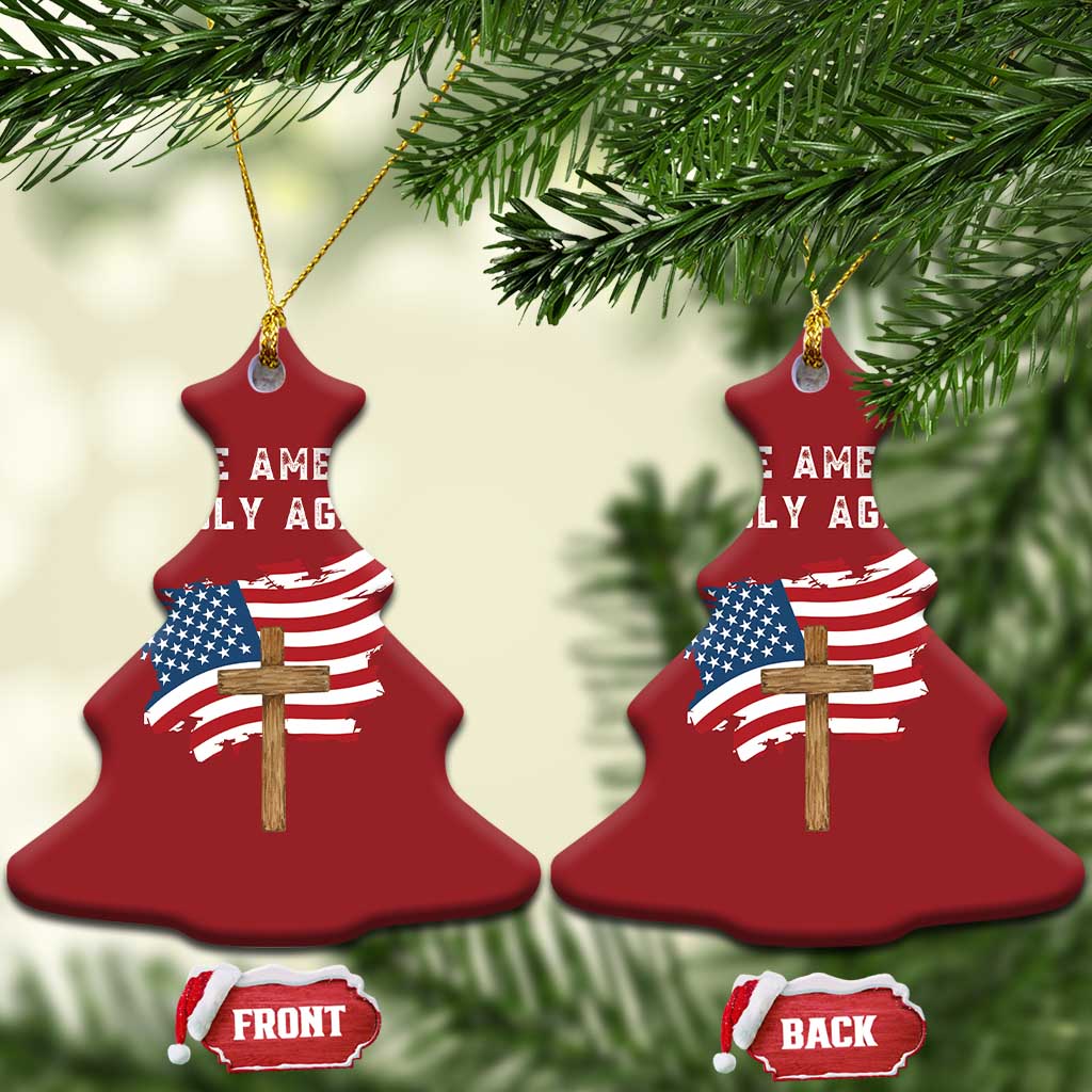 Christian Faith Christmas Ornament Make America Godly Again American Flag - Wonder Print Shop