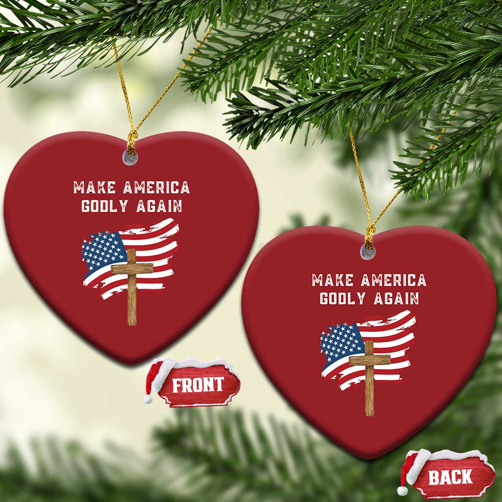 Christian Faith Christmas Ornament Make America Godly Again American Flag - Wonder Print Shop
