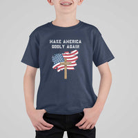 Christian Faith T Shirt For Kid Make America Godly Again American Flag - Wonder Print Shop