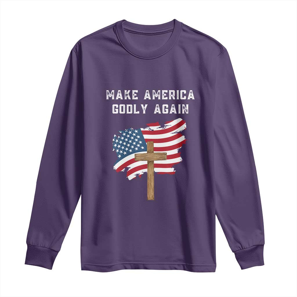 Christian Faith Long Sleeve Shirt Make America Godly Again American Flag