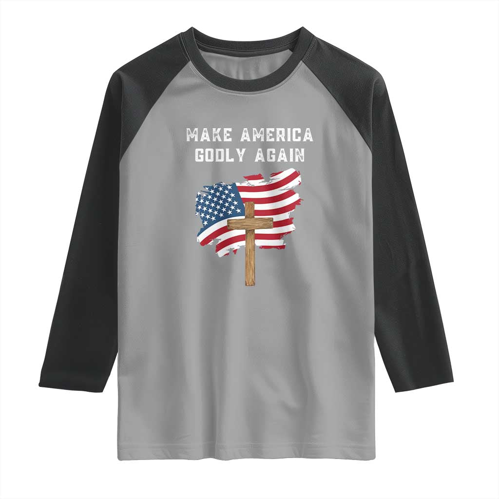 Christian Faith Raglan Shirt Make America Godly Again American Flag