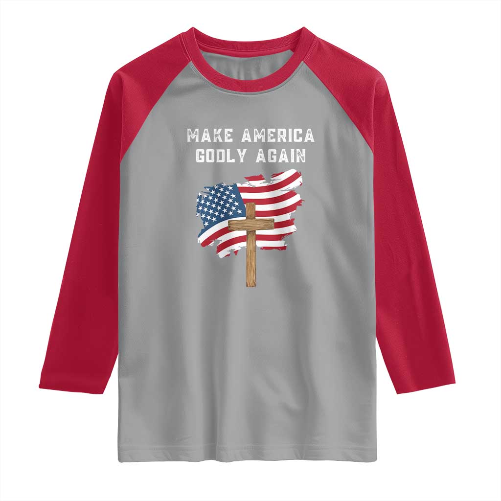 Christian Faith Raglan Shirt Make America Godly Again American Flag