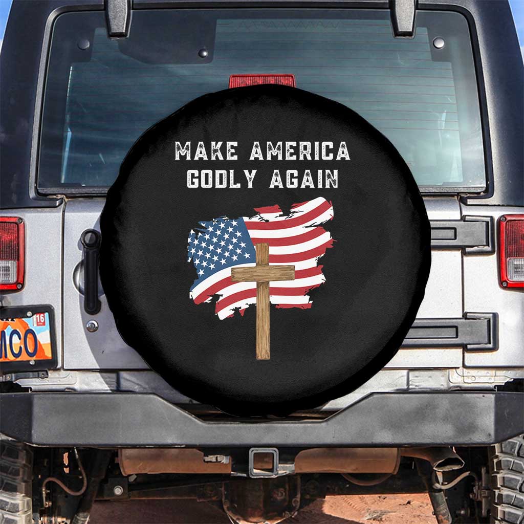 Christian Faith Spare Tire Cover Make America Godly Again American Flag