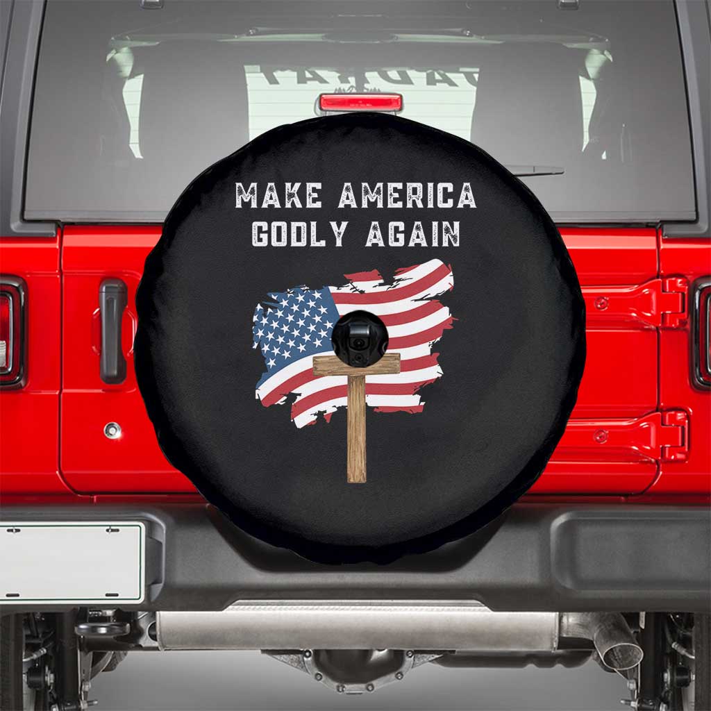 Christian Faith Spare Tire Cover Make America Godly Again American Flag