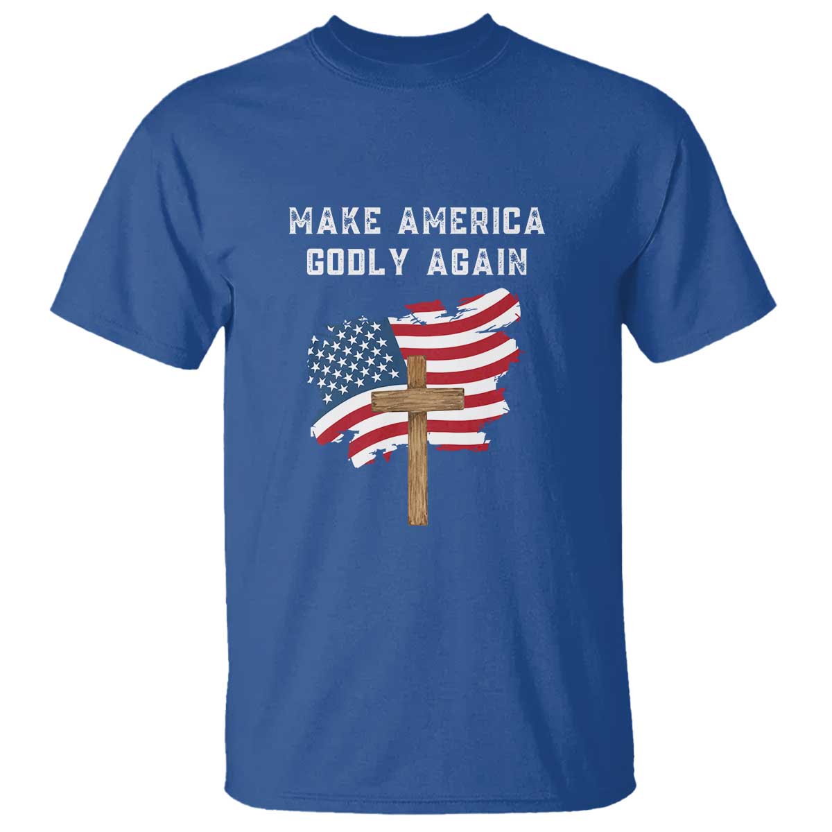Christian Faith T Shirt Make America Godly Again American Flag - Wonder Print Shop