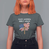 Christian Faith T Shirt For Women Make America Godly Again American Flag - Wonder Print Shop