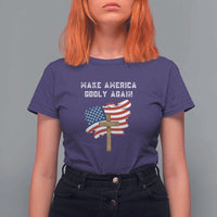 Christian Faith T Shirt For Women Make America Godly Again American Flag - Wonder Print Shop