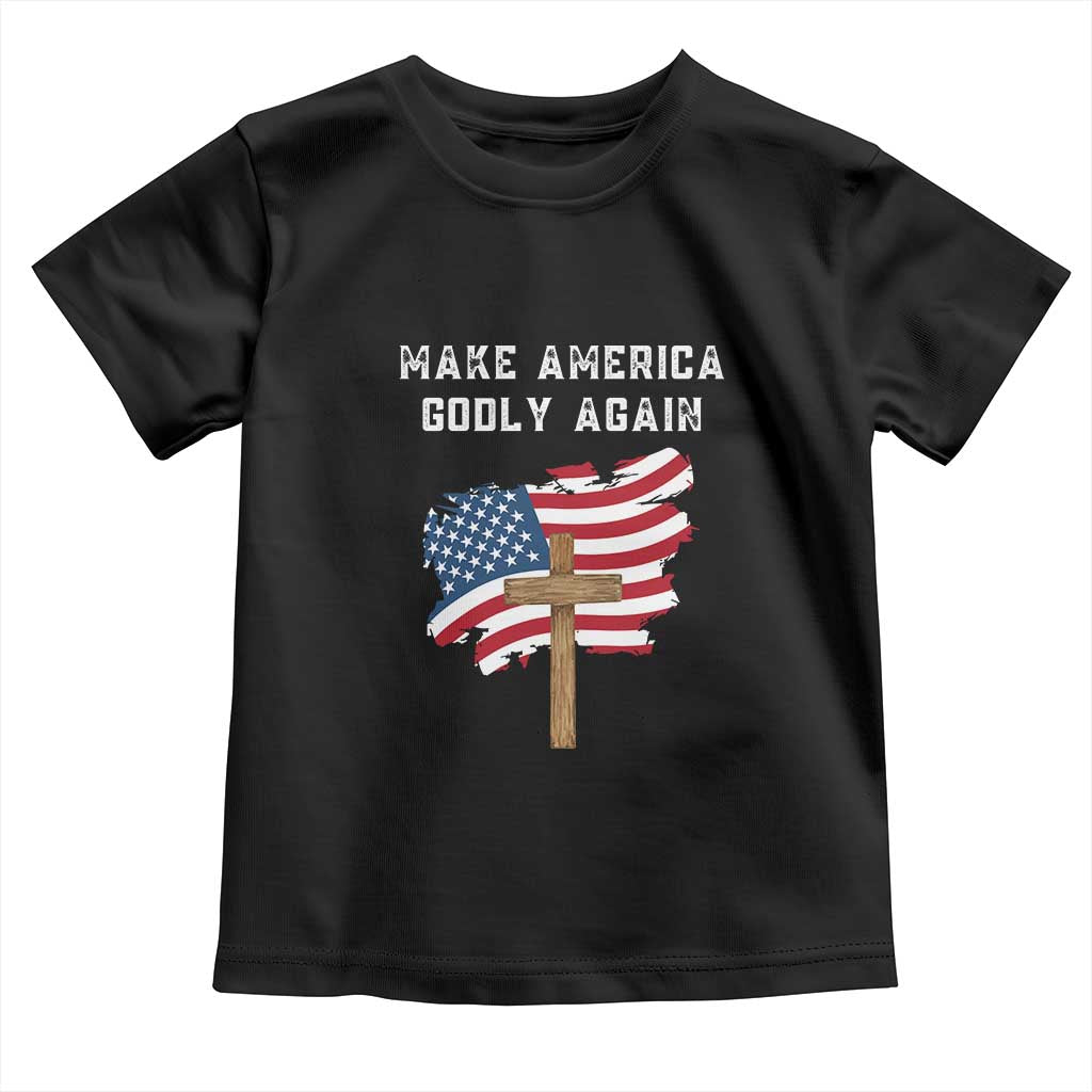 Christian Faith Toddler T Shirt Make America Godly Again American Flag