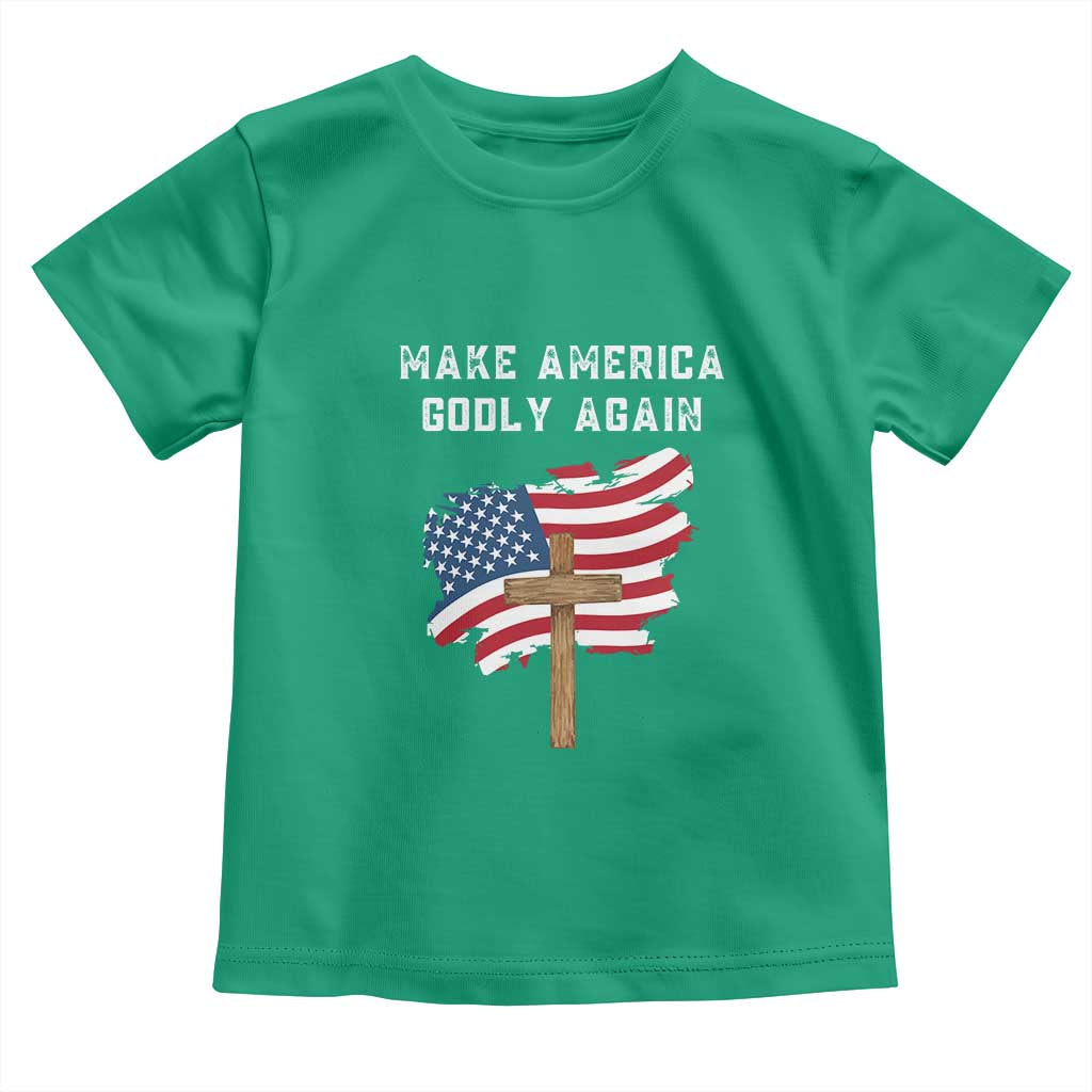 Christian Faith Toddler T Shirt Make America Godly Again American Flag